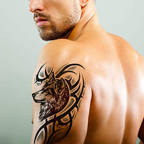 Large Tribal Temporary Tattoos, Big Totem Tattoo Stickers for Men Guys Waterproof Arm Fake Tattoo for Rave Party Makeup, 6-Sheet - Thumbnail 2