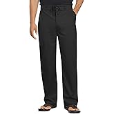 DOWMQ Men's Linen Casual Pants Loose Straight Elastic Suit Waist Drawstring Trousers Lightweight Beach Vacation Pants