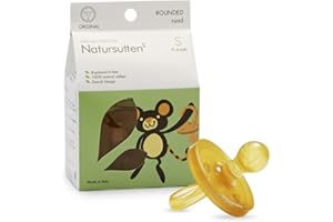 Natursutten Pacifiers 0-6 Months - 1-Pack Original Shield Round Nipple Natural Rubber Safe & Soft BPA-Free Pacifiers for Breastfeeding Babies - Newborn Pacifiers Made in Italy