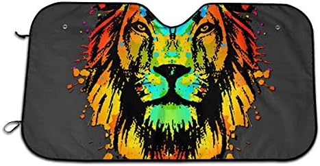 Eriesy Colorful Lion Heads Auto Windwhield & Side Sun Shades for Car Auto (Sedan Truck SUV Van) - Accordion Style