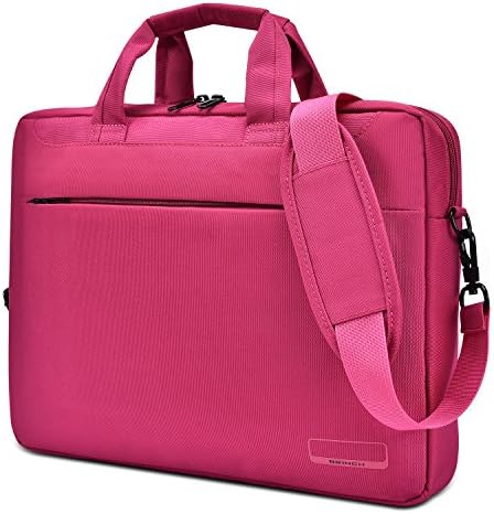 15.6 Inch Laptop Bag for College Work Outdoor Business Travel Slim Lightweight Water Resistant Shockproof Nylon Handbag Shoulder Satchel Bag Men's Messenger Briefcase with Luggage Strap,Red