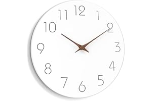 Mosewa Wall Clock 12 Inch Silent Non Ticking Battery Operated Wooden White Modern Office Simple Minimalist Clock Decorative for Kitchen Home Bathroom Living Room