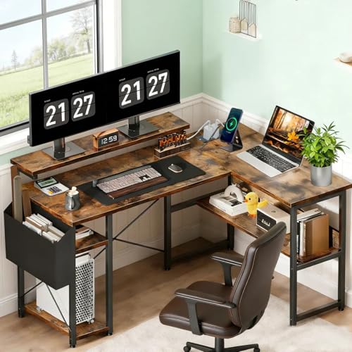 Escritorio para Computadora,Escritorio Minimalista con Estante Removible,Estructura de Acero,Escritorio de Oficina,Moderno Escritorio para Oficina en Casa,Robusto y Duradero (137*102*86 CM)