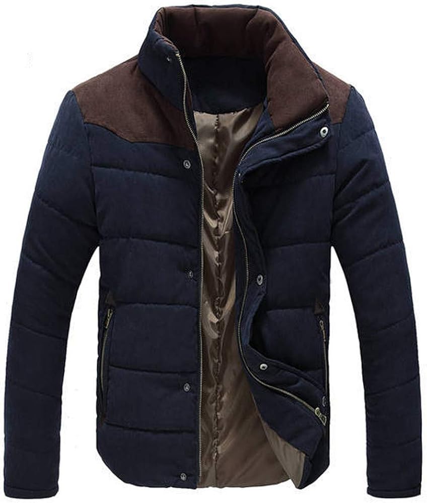 YKARITIANNA Men Patchwork Cozy Winter Leisure Zipper Stand Collar Peach Skin Cashmere Outwear Coat Tops