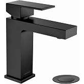 Lava Odoro Matte Black Single Hole Bathroom Faucet, BF307-B | Modern Single Handle Bathroom Sink Faucet Vanity Faucet with Drain Assembly, Deck Plate Included