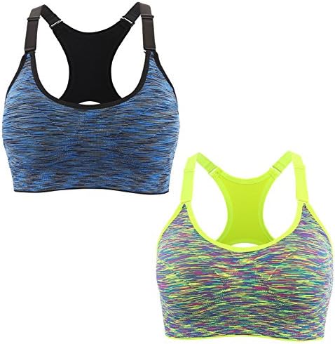 Sports Bra 1 2 3 5 Pack for Women Space Dye Racerback Removable Pads for Yoga Running Fitness Workout