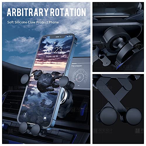 HUANLI Gravity Phone Mount for Car, 2021 Upgraded Car Phone Holder for Air Vent with Upgraded Hook Clip Auto Lock One-Hand Operation Car Cell Phone Holder (Silver)