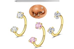 MODRSA Horseshoe Nose Ring 18g Silver Gold Nose Hoops for Women Half Hoop Earring Hoops Horse Shoe Daith Tragus Earring Hoop Helix Piercing Jewelry Double Gem Horseshoe Septum Ring 18gauge 8mm