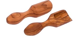 Olive Wood Scoop / Shovel - Set of Two 3.94" (Small size) - Handcrafted Wooden Salt Spoon / Sugar Spoon …
