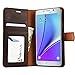 Note 5 Case, Abacus24-7 Samsung Galaxy Note 5 Wallet with Flip Cover and Stand, Brown