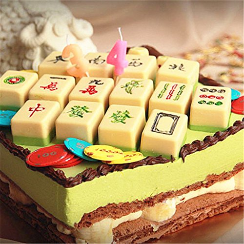 Yunko The Intact Chinese Mahjong 1:1 Chocolate Ice Cube Soap Candy Mold Silicone Cake Decor (2 Pack)