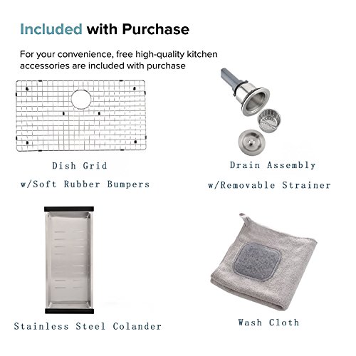 Bokaiya 30 Inch 16 Guage Drop In Undermount Single Bowl Stainless Steel Kitchen Sink, Deep Kitchen Sink with Complimentary Accessories - Thumbnail 6