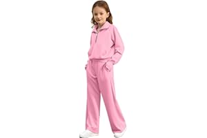 Kids Girls Sweatsuit 2 Piece Tracksuit Jogging Outfits Set Half Zip Sweatshirt Sweatpant Fall Winter Athletic Sweatsuits
