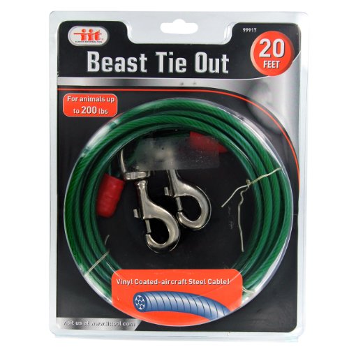 IIT 99917 Beast Heavy Duty Tie Out - 20 Feet (Assorted Colors)