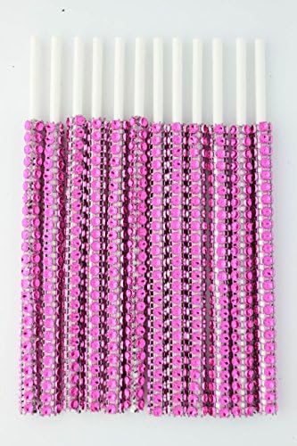 Fuchsia Bling Sticks with Rhinestones for Cake Pops, Truffles, Pie Pops, Strawberries, Etc, 12 Pack