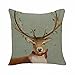 LvJu Cotton Linen Square PillowCase Cushion Covers Christmas Reindeer 18 