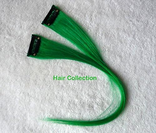 Hair Collection-18" Green 100% Human Hair Clip in on Extensions - 1.6"widex2pcs