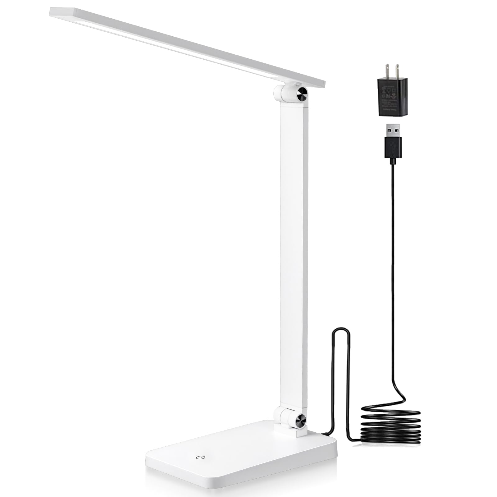 Photo 1 of LED Desk Lamp for Home Office, 3 Levels Dimmable Desk Light with USB Charging Port, Small Study Lamp, Reading Light for Table, White, 5000K