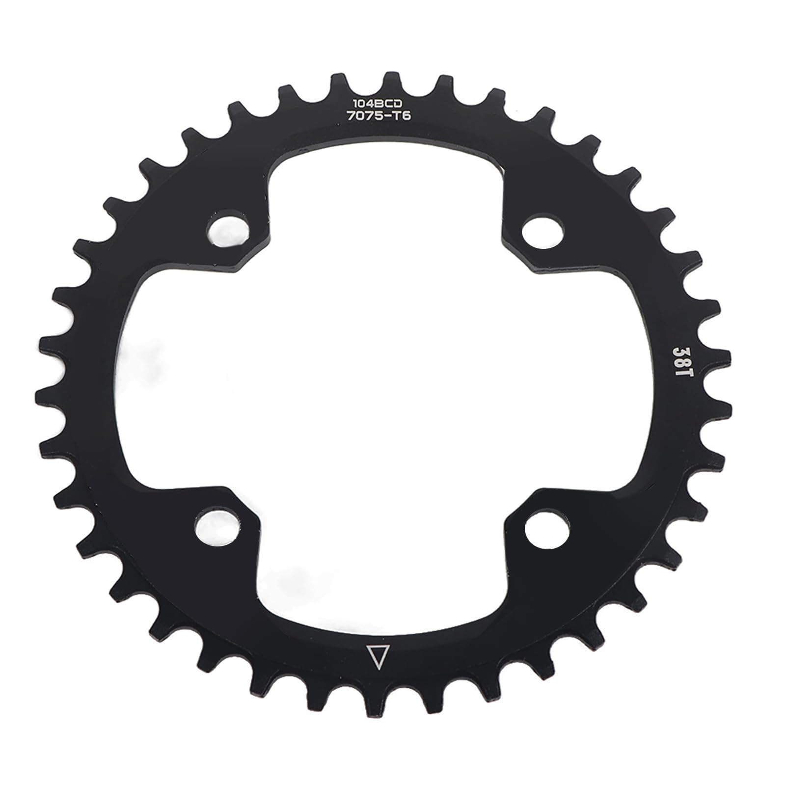 Dioche Bike Chainring, 32/34/36/38T BCD 104 Mountain Bike Steel Single Crank Chain Ring Repair Parts, Speed Single Chainring Suitable for Most Bicycle Road Bike Mountain Bike (38T-Black)