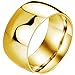BOHG Jewelry Mens Womens Wide 11mm Stainless Steel Biker Rings Highly Polished Couples Wedding Bands Gold