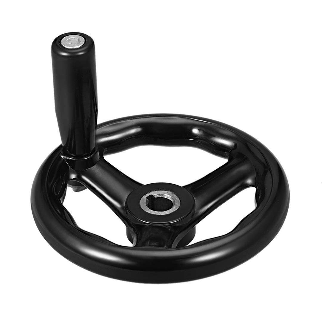 sourcing map Hand Wheel 125mm x 12mm Hole Diameter for Milling Machine Black