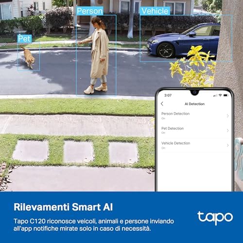 C120 Telecamera Wi-Fi Esterno & Interno, Videocamera Sorveglianza 2K 4MP, Sicurezza Domestica AI, Visione Notturna, Installazione semplice, Base Magnetica, IP66 Resistente Alle Intemperie, Alexa