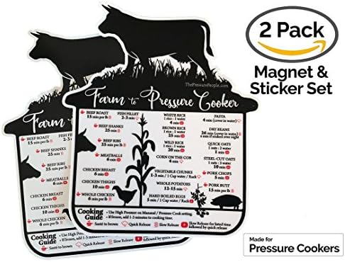 Magnetic Quick Reference Cooking Times Guide and Cheat Sheet | Accessories Compatible with Instant Pot & All Electronic Pressure Cookers | Made in the USA (Farm to Pressure Cooker)