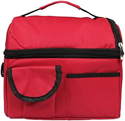 Imcolorful Insulated Lunch Bag Large Lunch Box Tote Bag with Adjustable Shoulder Strap for Men Women Kids (Red)