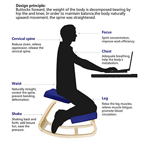 Vogvigo Ergonomically Designed Kneeling Chair Kneeling Chair Office Ergonomic Posture Adjustable Posture Improvement Ergonomic Kneeling Chair for Home Office (Green) - Thumbnail 4