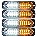 XT AUTO LED Strobe Warning Light 4.4-inch Ultra Thin Slim 10 LED Light Head Emergency Hazard Beacon Caution Flashing Police Lights for Truck Car Pickup Vehicle Amber White 4-pack