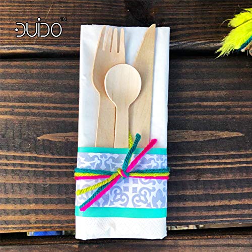 Biodegradable Disposable Wooden Cutlery Utensils - (Pack of 330) 110 Forks 110 Knives 110 Spoons 5.5-inch Set Eco-Friendly Compostable Silverware Kit Party Supplies Events