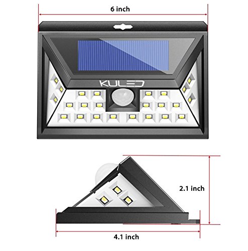KULED Solar Lights Outdoor, Super 24 LEDs Bright Motion Sensor Lights with Wide Angle Illumination, Wireless Waterproof Security Lights for Wall Driveway Patio Yard K240 (solar lights outdoor 2pack)