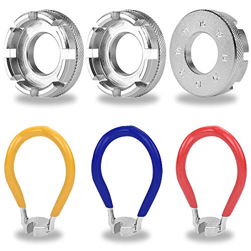 YuCool 6 Pack Bike Spoke Tool, Bicycle Spoke Wrench Cycling 6 in 1 Pocket Tools Wheel Rime Correct Kit-Silver,Red,Yellow,Blue