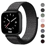 Shangpule Bands Compatible for Fitbit Versa/Versa Lite/Versa SE/Versa 2, Woven Nylon Sport Watch Replacement Band Bracelet Strap Breathable Loop Fastener Adjustable Wristbands Women Men