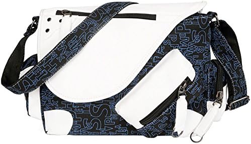 Canvas Shoulder Bag Messenger Bag with One Strap for Men -Black with blue letters
