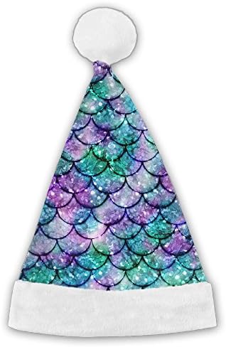 Mermaid Pattern.PNG Happy Christmas Hat Stylish Santa Hat Holiday Theme Hat 3D Graphics Print For Adults and Kids