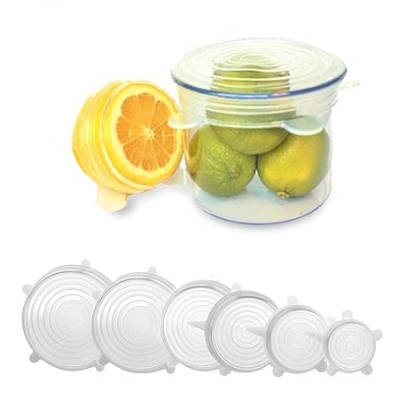 6 unidades silicona Stretch tapas, reutilizable Alimentos Fundas ...