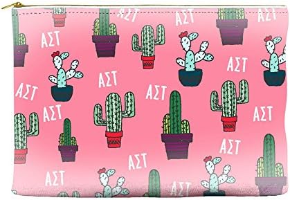 Alpha Sigma Tau Cactus Pattern Pink Cosmetic Accessory Pouch Bag for Makeup Jewelry &amp; other Essentials