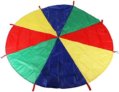 Dia 2M Child Kid Sports Development Outdoor Rainbow Umbrella Parachute Toy Jump-sack Ballute Play Parachute 8 Bracelet
