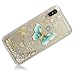 Urberry Iphone X Case, Clear Gel Liquid Case, Sparkle Love Heart, Creative Design Flowing Liquid Case for iPhone X with a Screen Protector (Butterfly)