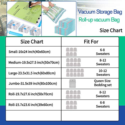 Bagail 8 Jumbo Vacuum Storage Bags, 80 Space Saver Bags for Comforters