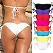FITTOO Women's Sexy Low Cut Bikini Bottom Tie Sides Thongs Cheeky Booty T-Back Ladies Swimsuit Black S