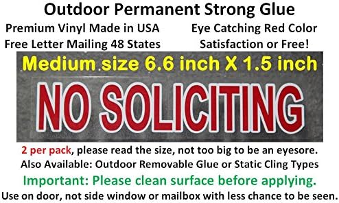 2X Best reviewed NO SOLICITING sign sticker, outdoor permanent strong back glue, transparent with red color like a stop sign to keep solicitors away! Satisfaction or free from Rayna Creations Only!