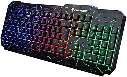 Ergonomic Cooling Crack LED Illuminated Backlit USB Wired PC Rainbow Computer Gaming Keyboard