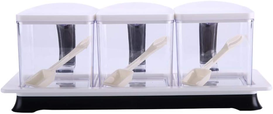 N / A Caja de condimentos de 3 Piezas, Tarro acrílico Transparente para