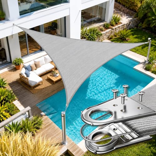 Amgo 40' x 42' x 58' Grey Triangle Super Ring Shade Sail,98% UV Block at Amazon