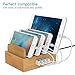 MAXGADGET Bamboo USB Charging Station Dock Detachable 24W 4-Port USB Charging Station & Organizer and USB Charging Dock Desktop Multiple USB Charger Cell Phone Docking Station for Smartphones,Tablets