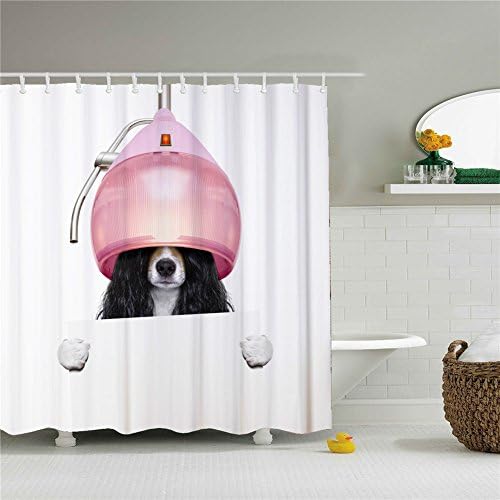 Dog Doing Hair Thing Shower Curtain Polyester Fabric Mildew Proof Waterproof Cloth Shower Room Decor 66x72