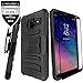 Samsung Galaxy A6 Case with Tempered Glass Screen Protector,IDEA LINE Heavy Duty Armor Shock Proof Dual Layer Holster Locking Belt Swivel Clip with Kick Stand - Black