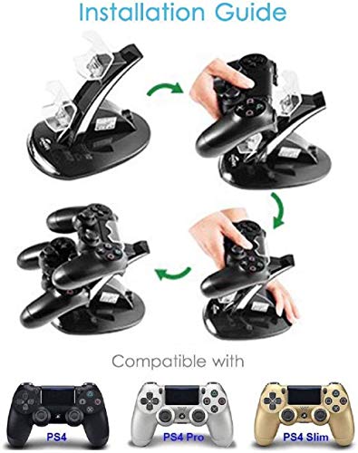 Loovbee PS4 Charging Station, PS4/PS4 Slim/Ps4 Pro Dual USB Charging Charger Docking Station Stand for Playstation 4 PS4/Pro/Slim Controller